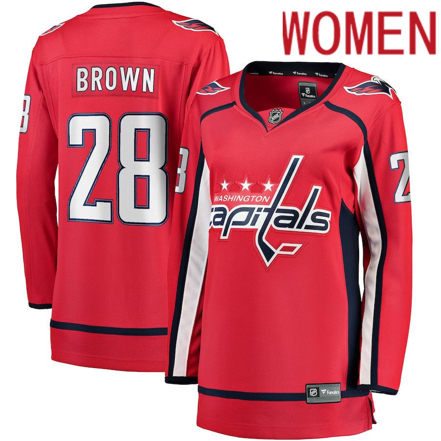 Women Washington Capitals 28 Connor Brown Fanatics Branded Red Home Breakaway Player NHL Jersey